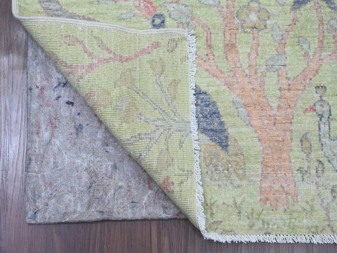 2'5" x 9'9" New Hand Knotted Green Wool Runner Oriental Rug - MOA10220856