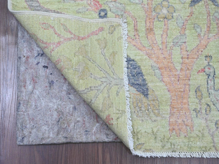 2'5" x 9'9" New Hand Knotted Green Wool Runner Oriental Rug - MOA10220856