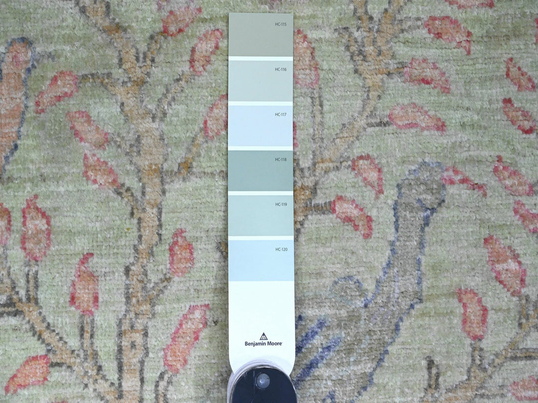 2'5" x 9'9" New Hand Knotted Green Wool Runner Oriental Rug - MOA10220856