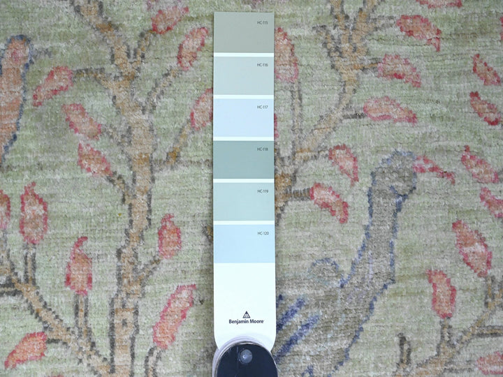 2'5" x 9'9" New Hand Knotted Green Wool Runner Oriental Rug - MOA10220856