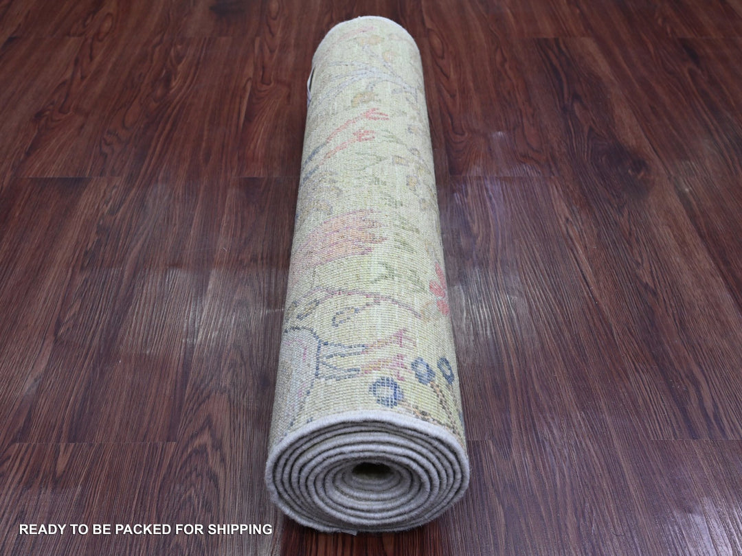 2'5" x 9'9" New Hand Knotted Green Wool Runner Oriental Rug - MOA10220856