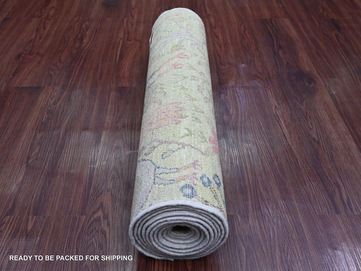 2'5" x 9'9" New Hand Knotted Green Wool Runner Oriental Rug - MOA10220856