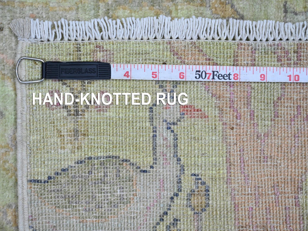 2'5" x 9'9" New Hand Knotted Green Wool Runner Oriental Rug - MOA10220856