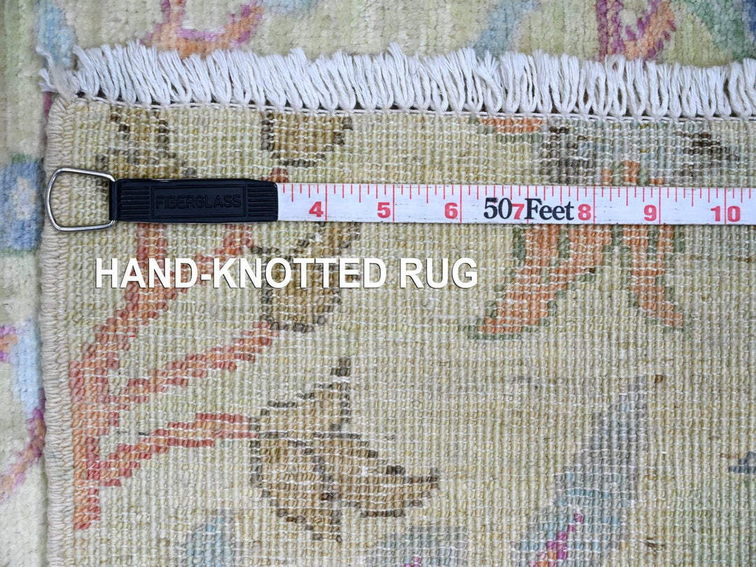 2'9" x 11'8" New Hand Knotted Green Wool Runner Oriental Rug - MOA10220858