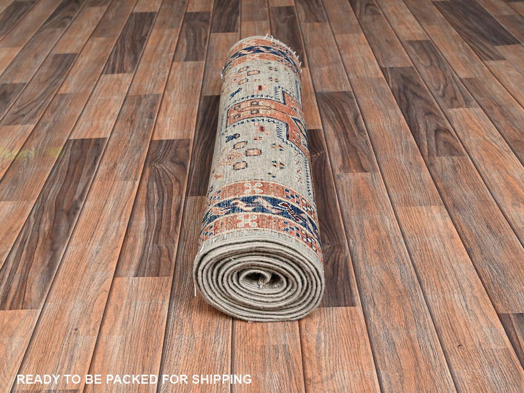 2'8" x 11'2" New Hand Knotted Grey Wool Runner Oriental Rug - MOA1022085