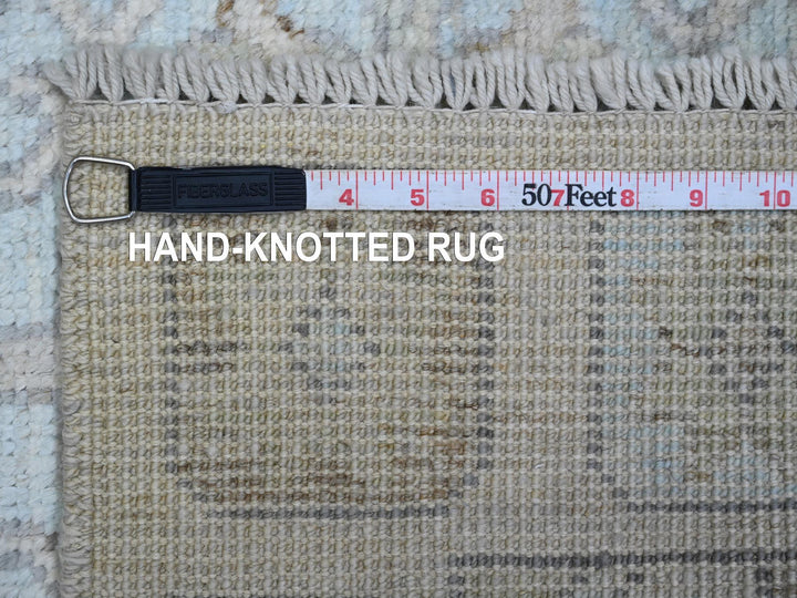 3'3" x 10'0" New Hand Knotted Ivory Wool Runner Oriental Rug - MOA10220860