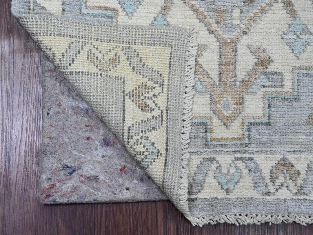 2'8" x 10'7" New Hand Knotted Grey Wool Runner Oriental Rug - MOA10220861