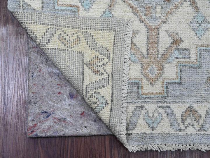 2'8" x 10'7" New Hand Knotted Grey Wool Runner Oriental Rug - MOA10220861