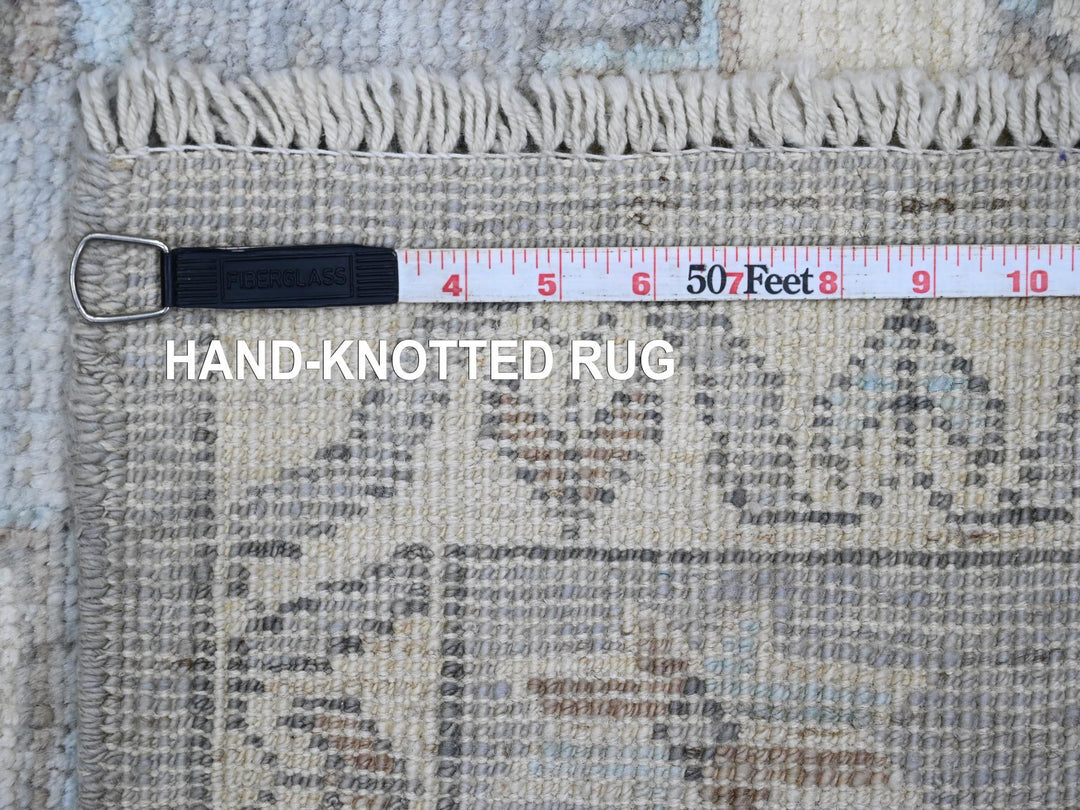 2'8" x 10'7" New Hand Knotted Grey Wool Runner Oriental Rug - MOA10220861
