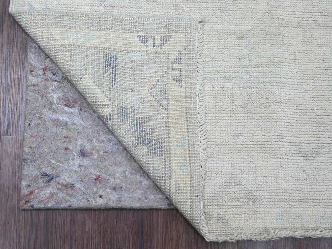 4'1" x 8'0" New Hand Knotted Grey Wool Runner Oriental Rug - MOA10220862