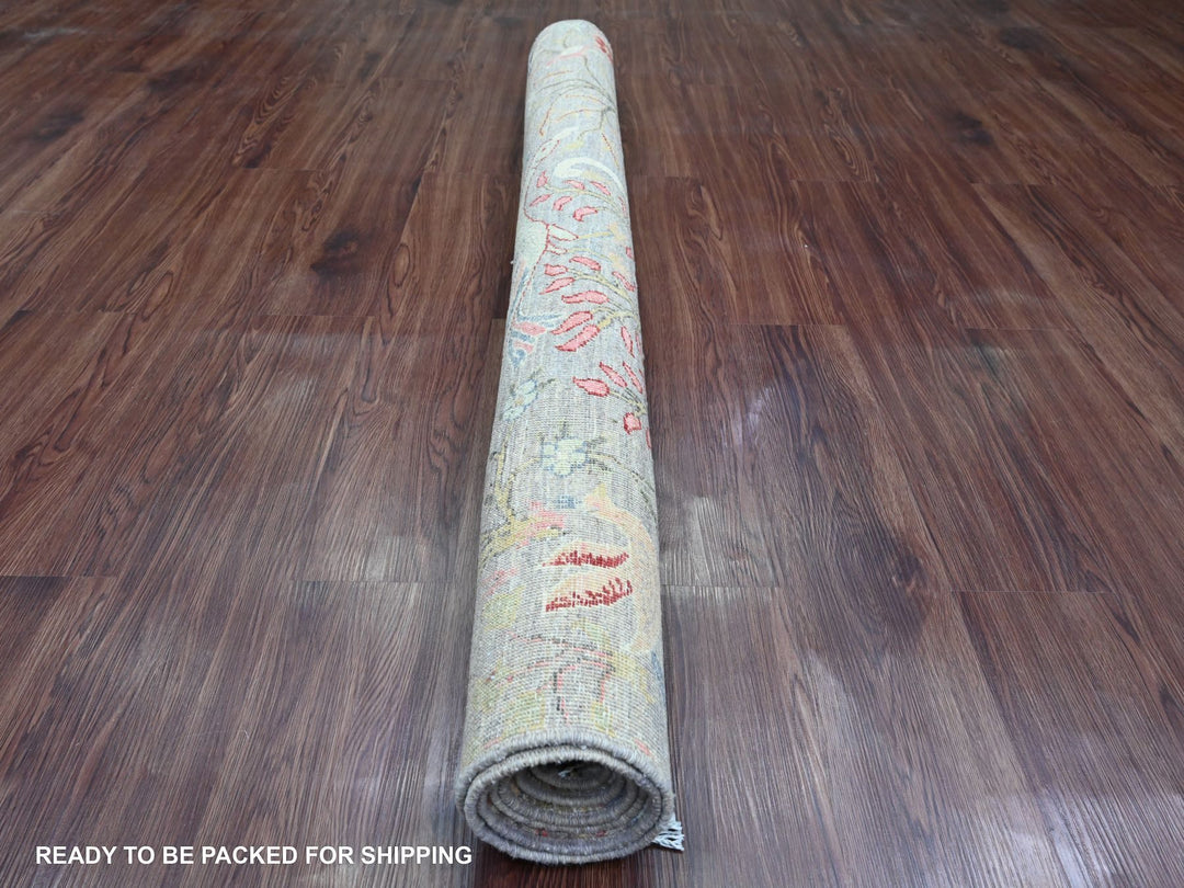 5'0" x 6'9" New Hand Knotted Grey Wool Rectangle Oriental Rug - MOA10220865