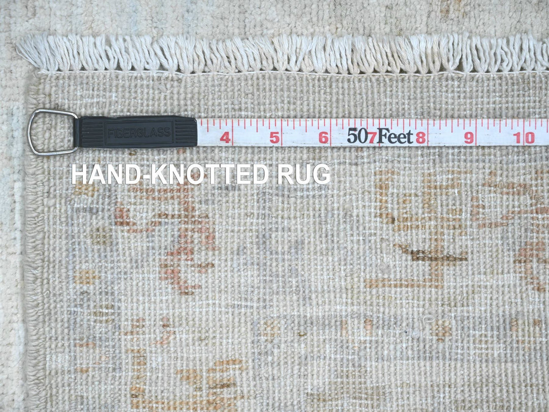 2'6" x 11'7" New Hand Knotted Grey Wool Runner Oriental Rug - MOA10220867