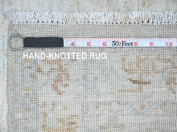 2'6" x 11'7" New Hand Knotted Grey Wool Runner Oriental Rug - MOA10220867