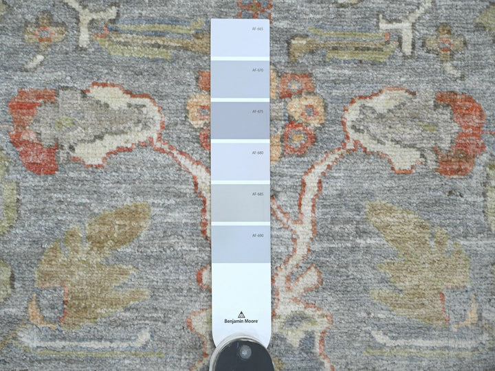 2'8" x 15'6" New Hand Knotted Grey Wool Runner Oriental Rug - MOA10220868