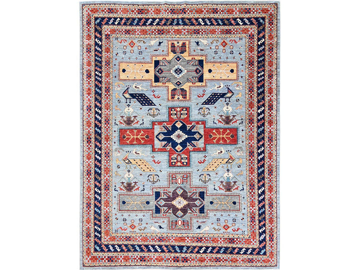 8'9" x 11'10" New Hand Knotted Grey Wool Rectangle Oriental Rug - MOA1022086