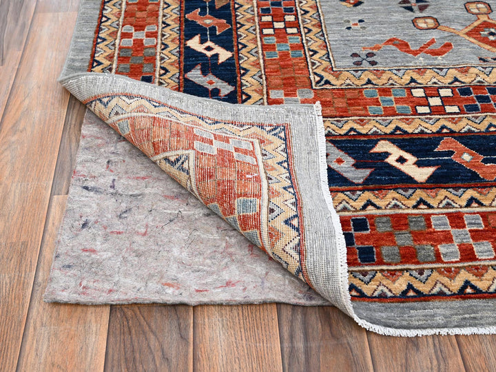 8'9" x 11'10" New Hand Knotted Grey Wool Rectangle Oriental Rug - MOA1022086