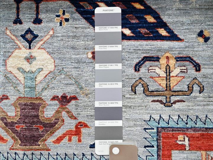 8'9" x 11'10" New Hand Knotted Grey Wool Rectangle Oriental Rug - MOA1022086