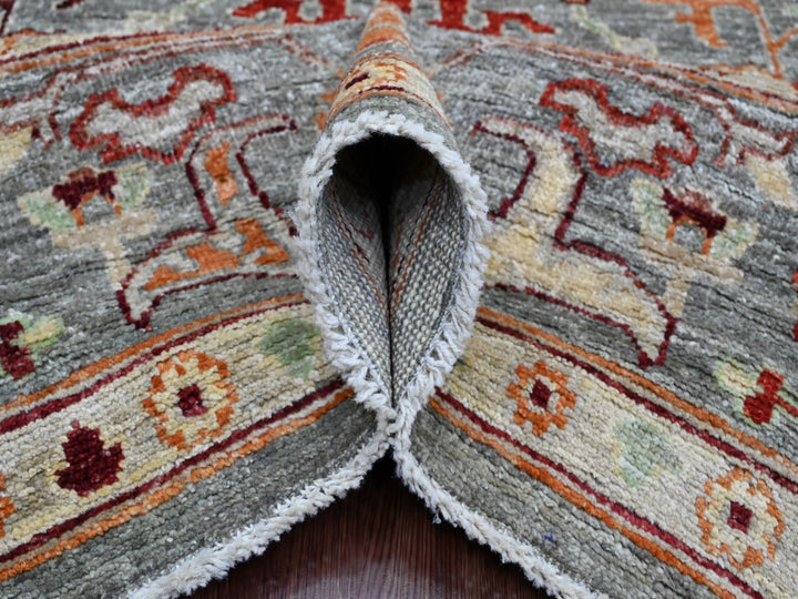 7'9" x 9'5" New Hand Knotted Grey Wool Rectangle Oriental Rug - MOA10220872