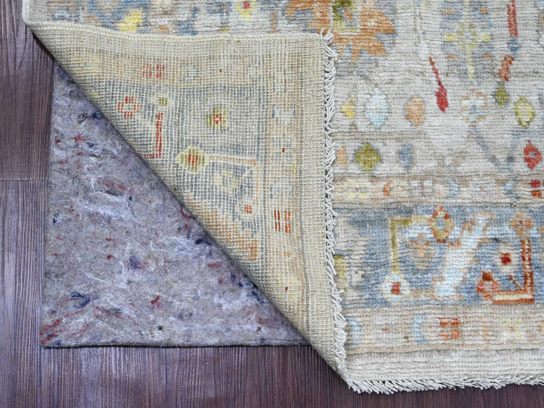 4'1" x 10'1" New Hand Knotted Ivory Wool Runner Oriental Rug - MOA10220877