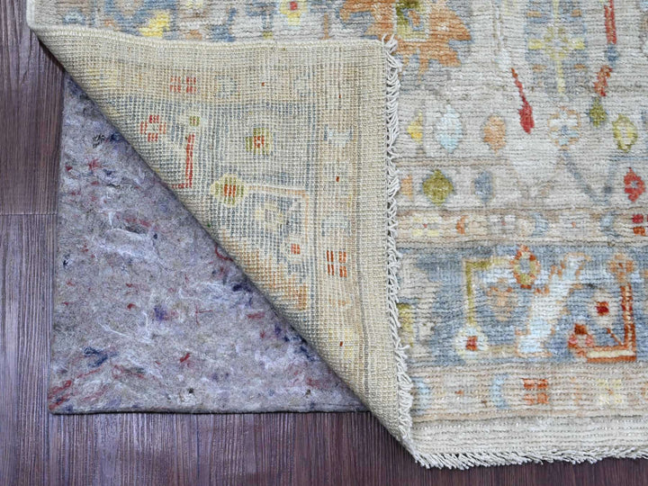 4'1" x 10'1" New Hand Knotted Ivory Wool Runner Oriental Rug - MOA10220877