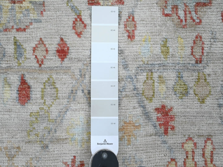 4'1" x 10'1" New Hand Knotted Ivory Wool Runner Oriental Rug - MOA10220877