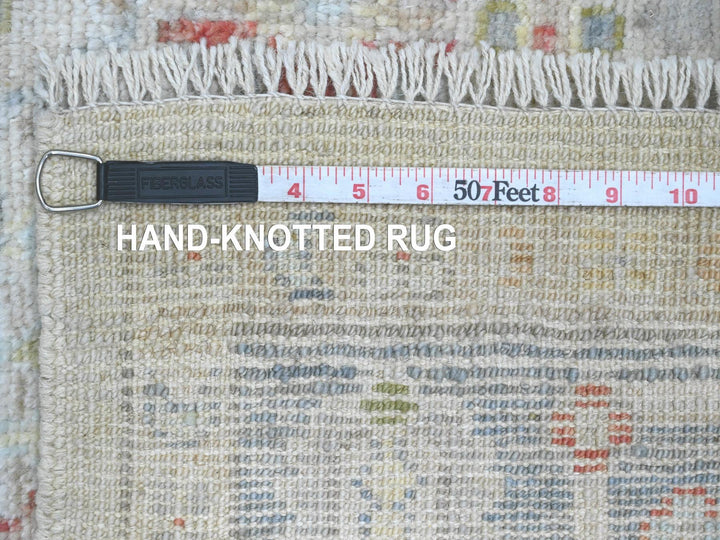 4'1" x 10'1" New Hand Knotted Ivory Wool Runner Oriental Rug - MOA10220877