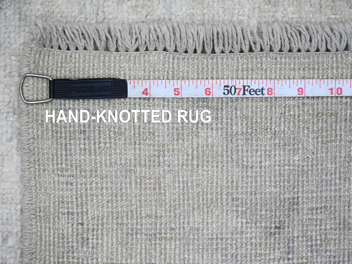 4'1" x 19'8" New Hand Knotted Ivory Wool Runner Oriental Rug - MOA10220878