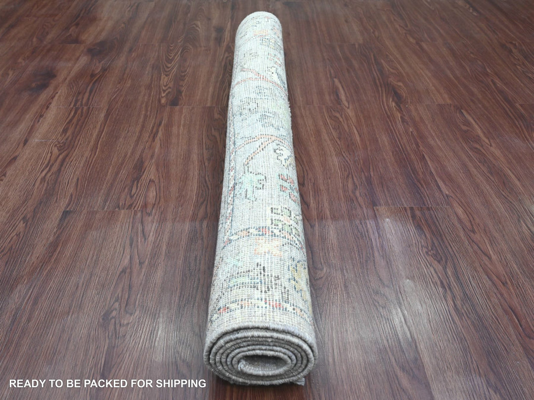 3'11" x 6'0" New Hand Knotted Grey Wool Rectangle Oriental Rug - MOA10220879