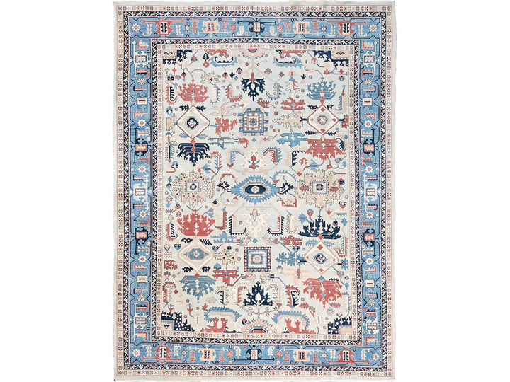 9'2" x 12'6" New Hand Knotted Grey Wool Rectangle Oriental Rug - MOA1022087