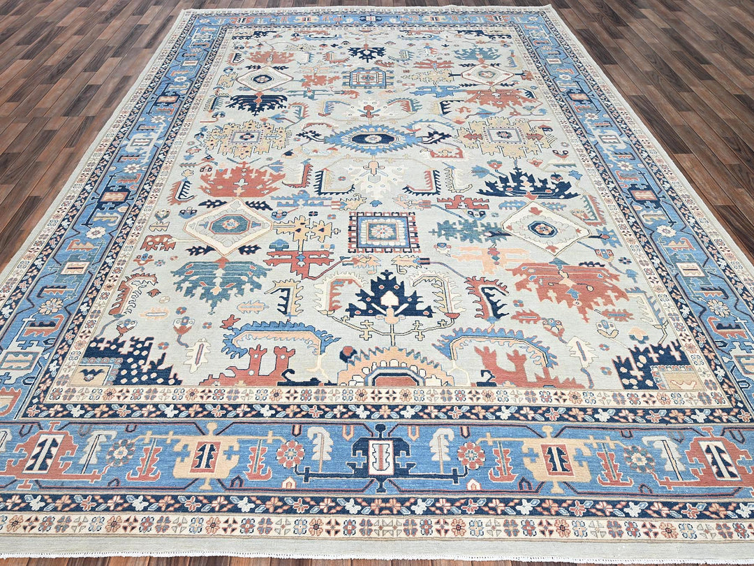 9'2" x 12'6" New Hand Knotted Grey Wool Rectangle Oriental Rug - MOA1022087