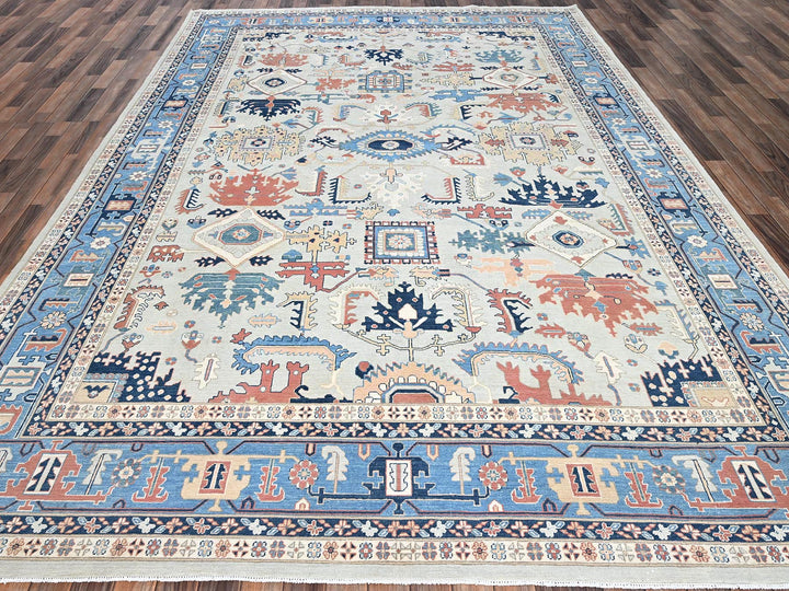 9'2" x 12'6" New Hand Knotted Grey Wool Rectangle Oriental Rug - MOA1022087