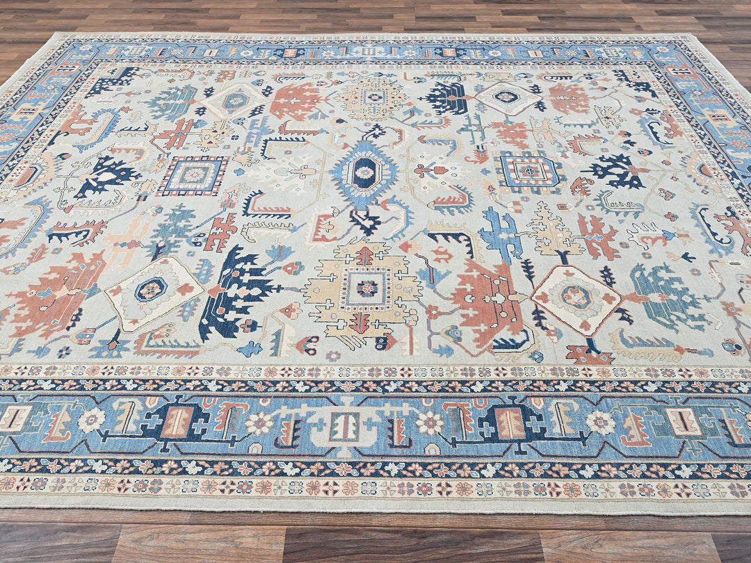 9'2" x 12'6" New Hand Knotted Grey Wool Rectangle Oriental Rug - MOA1022087