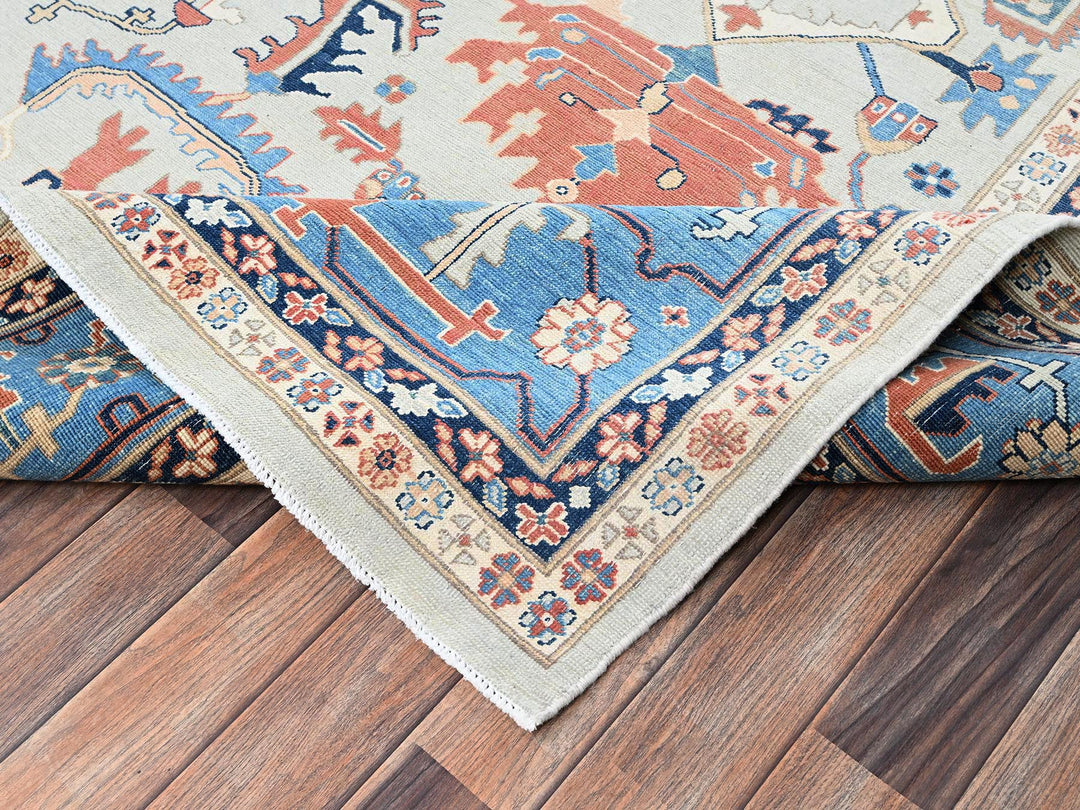 9'2" x 12'6" New Hand Knotted Grey Wool Rectangle Oriental Rug - MOA1022087