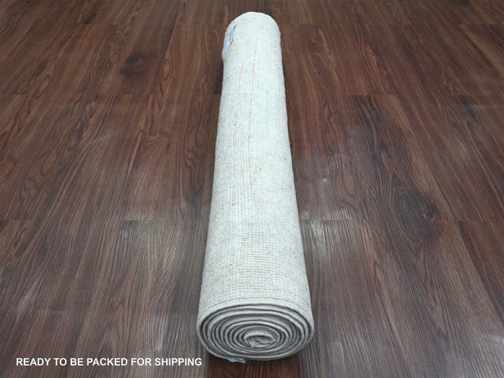 3'0" x 9'7" New Hand Knotted Grey Wool Runner Oriental Rug - MOA10220880