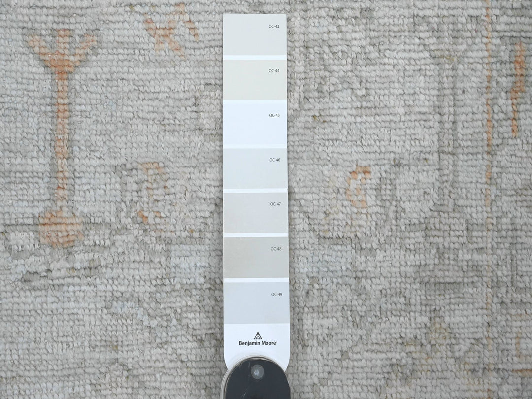 2'7" x 12'6" New Hand Knotted Grey Wool Runner Oriental Rug - MOA10220882