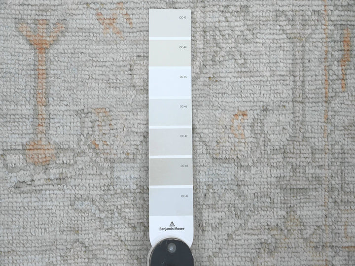 2'7" x 12'6" New Hand Knotted Grey Wool Runner Oriental Rug - MOA10220882