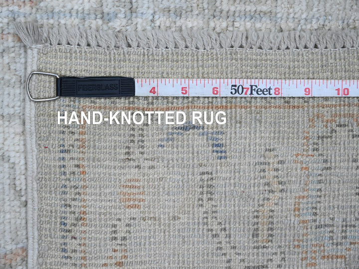 2'7" x 12'6" New Hand Knotted Grey Wool Runner Oriental Rug - MOA10220882