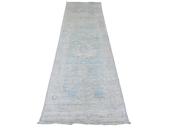 2'10" x 9'7" New Hand Knotted Blue Wool Runner Oriental Rug - MOA10220884