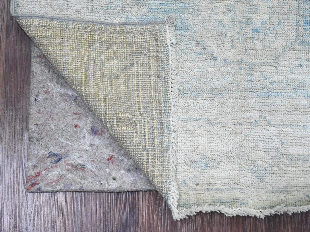 2'10" x 9'7" New Hand Knotted Blue Wool Runner Oriental Rug - MOA10220884