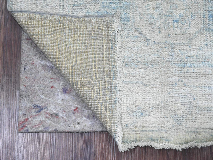 2'10" x 9'7" New Hand Knotted Blue Wool Runner Oriental Rug - MOA10220884