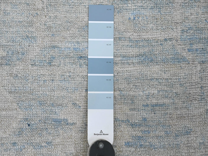 2'10" x 9'7" New Hand Knotted Blue Wool Runner Oriental Rug - MOA10220884
