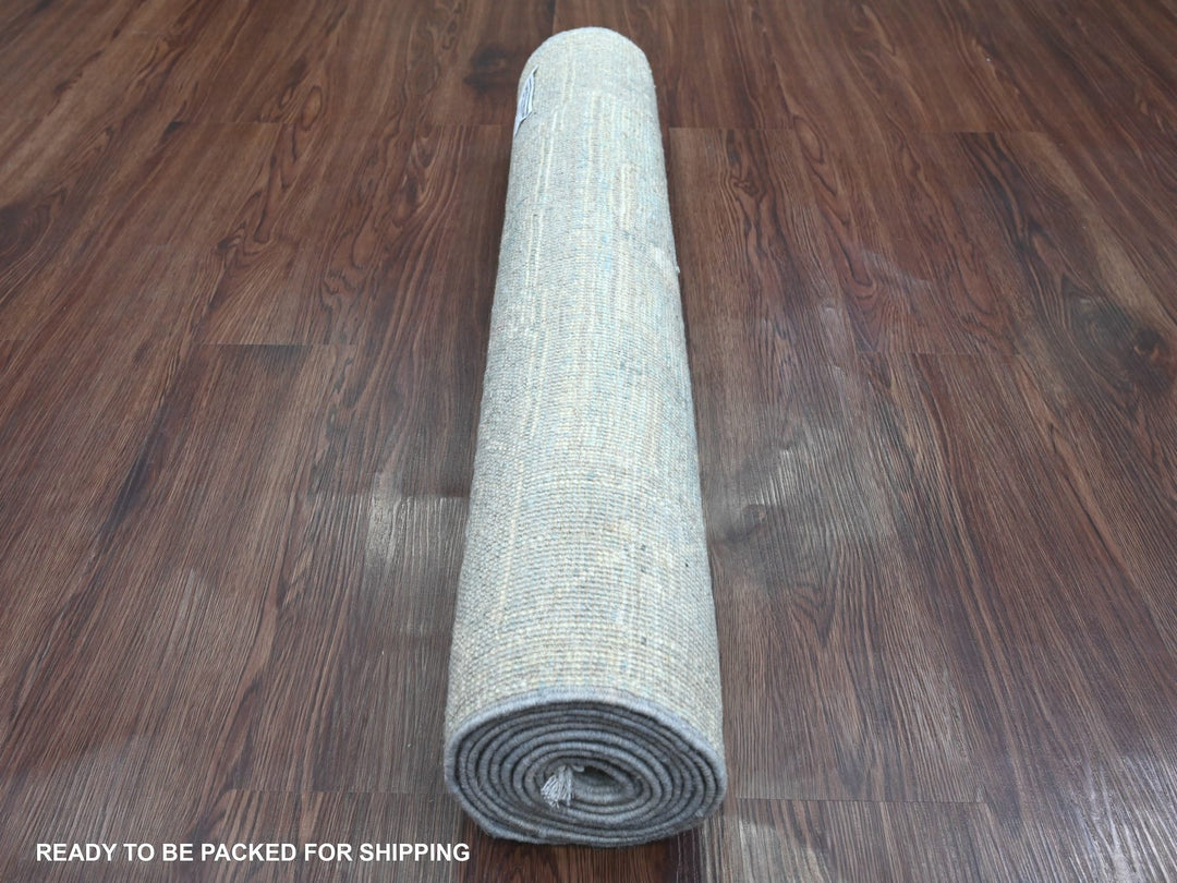 2'10" x 9'7" New Hand Knotted Blue Wool Runner Oriental Rug - MOA10220884