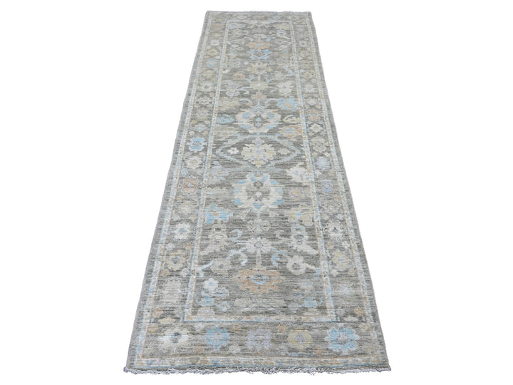 3'0" x 9'8" New Hand Knotted Grey Wool Runner Oriental Rug - MOA10220887
