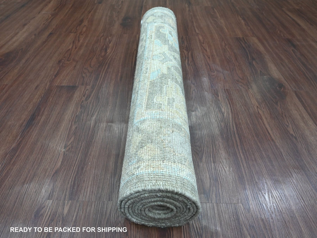 3'0" x 9'8" New Hand Knotted Grey Wool Runner Oriental Rug - MOA10220887