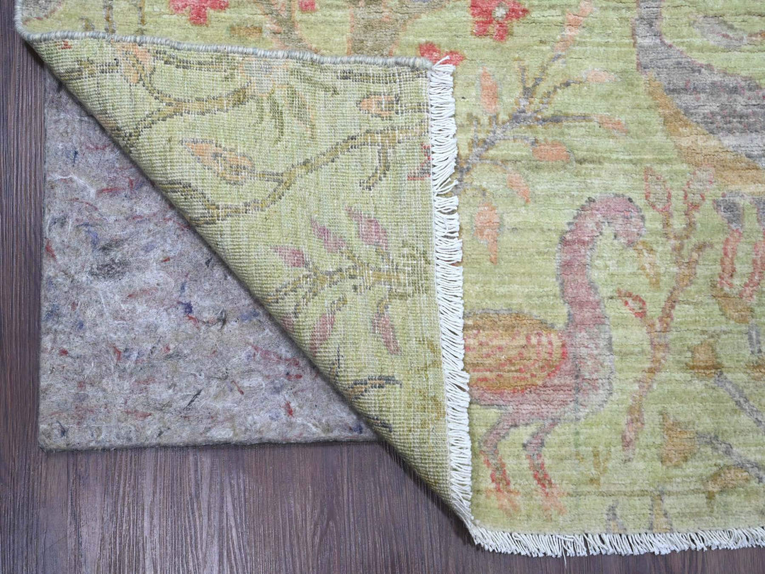 8'10" x 12'3" New Hand Knotted Green Wool Rectangle Oriental Rug - MOA10220889