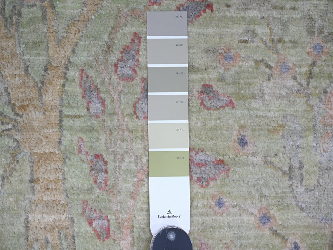 8'10" x 12'3" New Hand Knotted Green Wool Rectangle Oriental Rug - MOA10220889