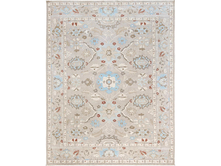 9'3" x 11'10" New Hand Knotted Grey Wool Rectangle Oriental Rug - MOA1022088