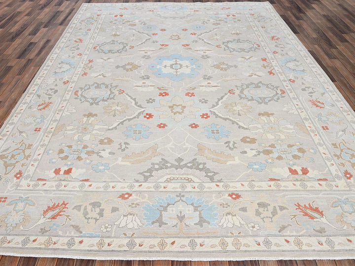 9'3" x 11'10" New Hand Knotted Grey Wool Rectangle Oriental Rug - MOA1022088