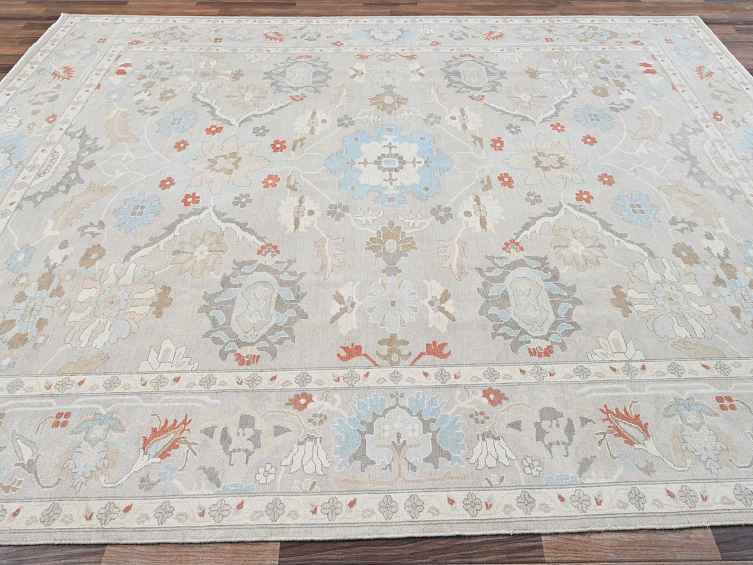 9'3" x 11'10" New Hand Knotted Grey Wool Rectangle Oriental Rug - MOA1022088