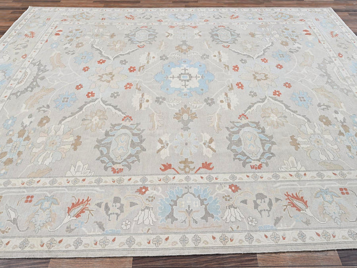 9'3" x 11'10" New Hand Knotted Grey Wool Rectangle Oriental Rug - MOA1022088